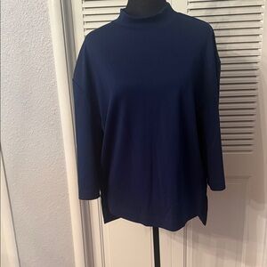 Prologue Navy Mock Neck Long Sleeve Top